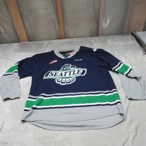 Seattle Thunderbirds CCM Jersey Mens Large Blue Hockey CHL Canada Official VTG
